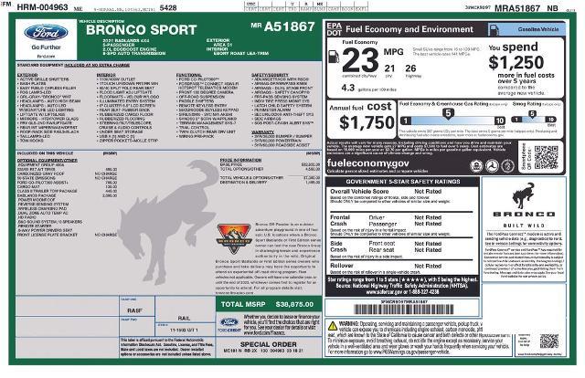 2021 Ford Bronco - $19,891