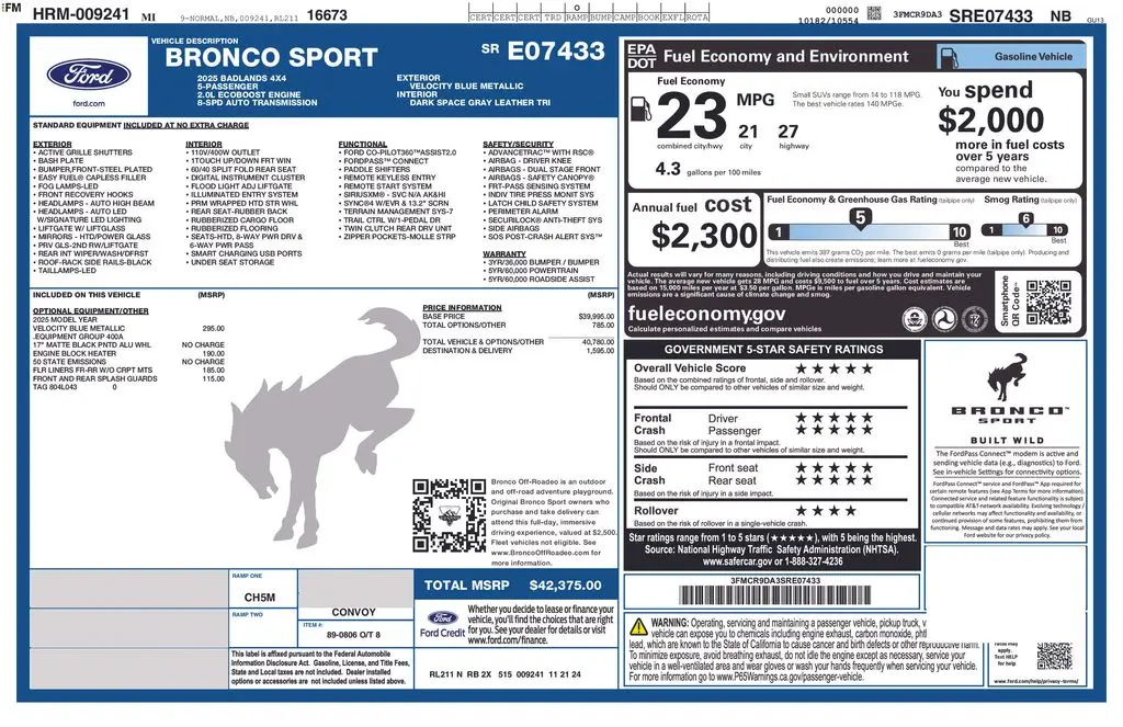 2025 Ford Bronco - $34,900