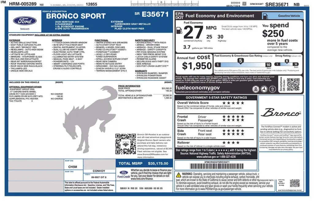 2025 Ford Bronco - $29,220