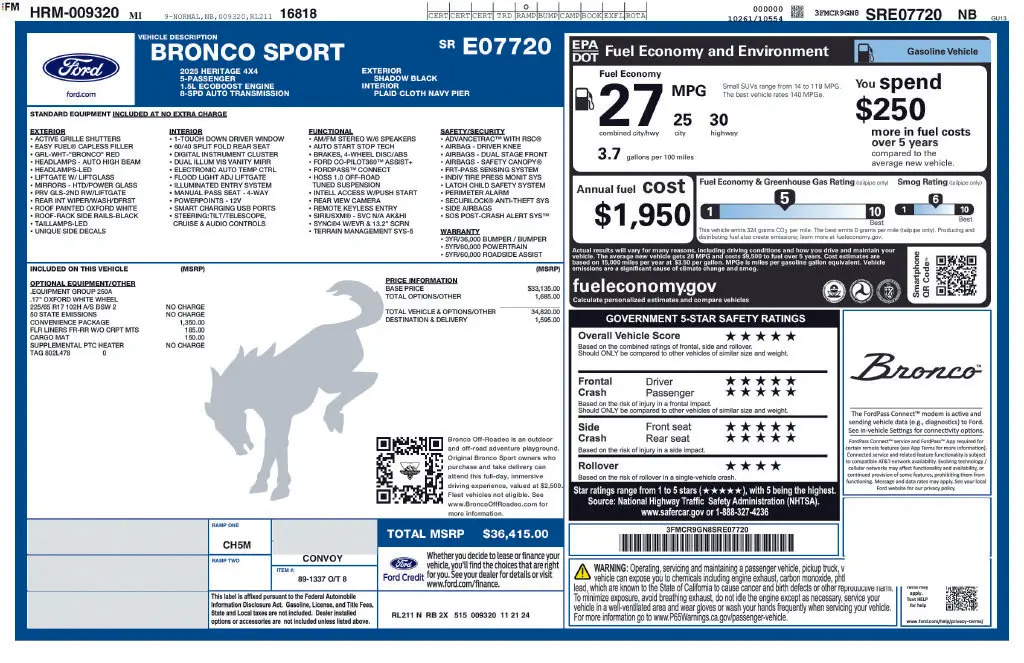 2025 Ford Bronco - $28,995