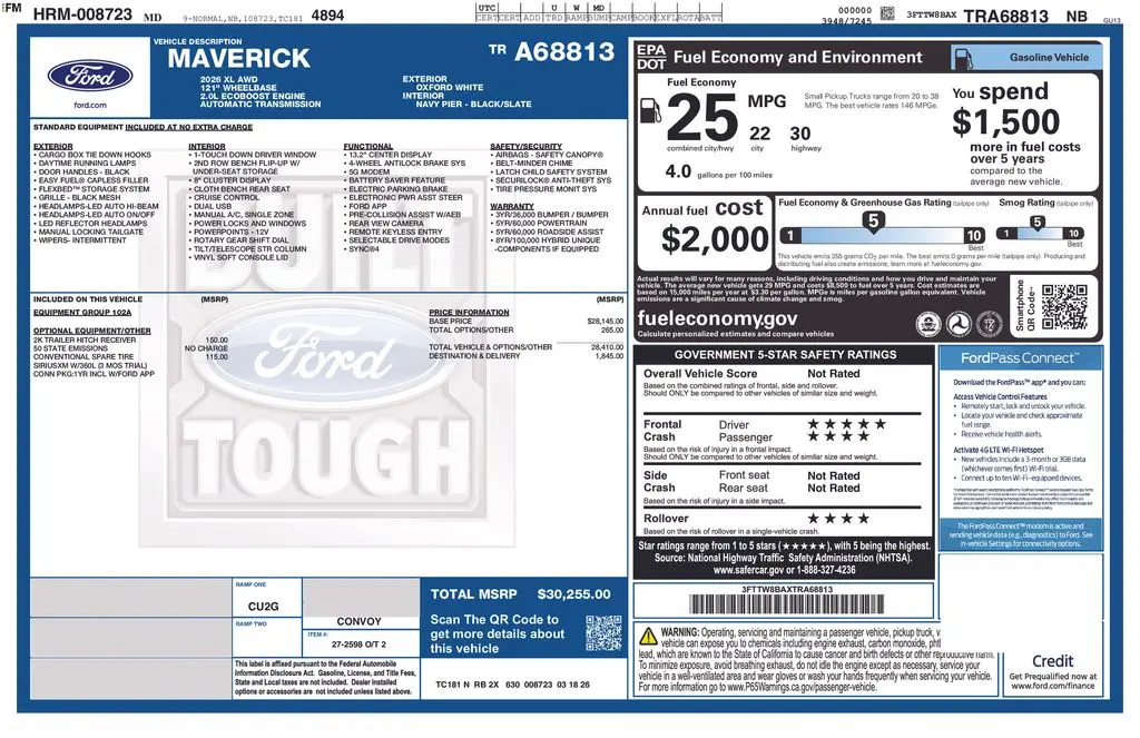 2026 Ford Maverick - $29,997