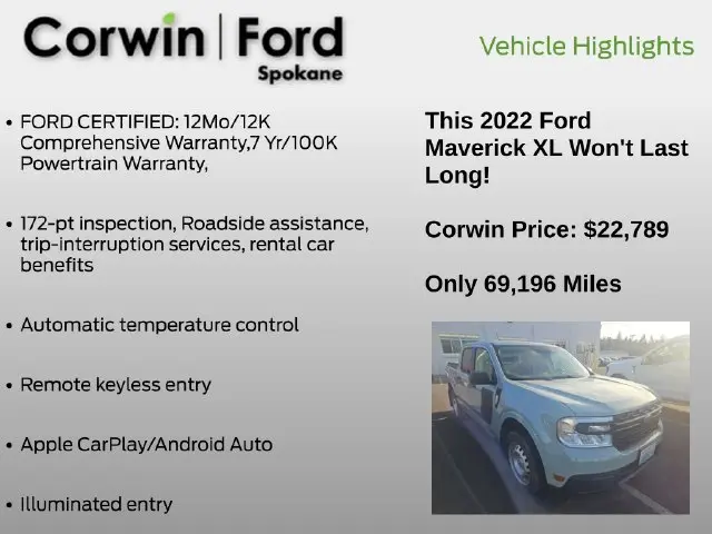 2022 Ford Maverick - $22,789
