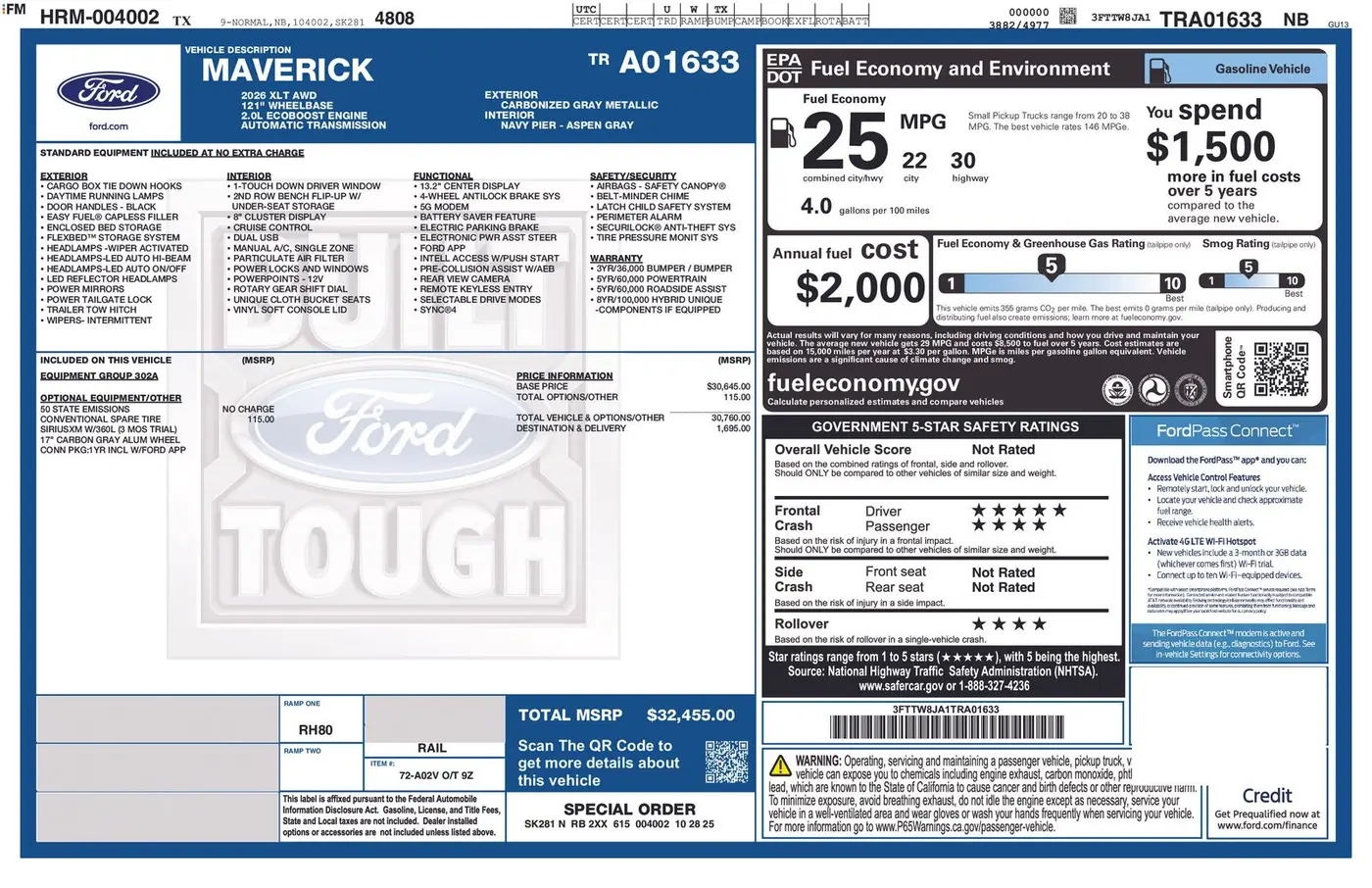 2026 Ford Maverick - $29,645
