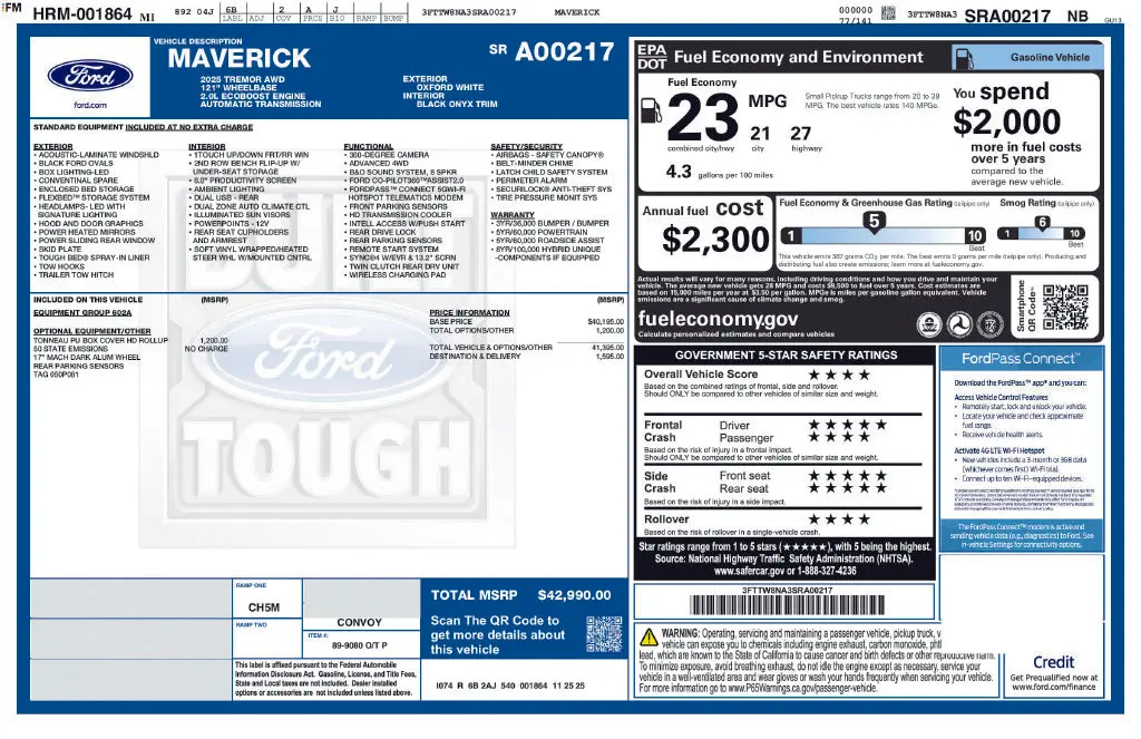 2025 Ford Maverick - $37,892