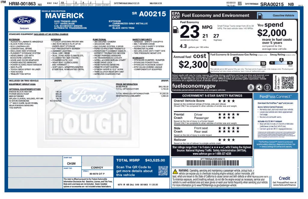 2025 Ford Maverick - $40,094