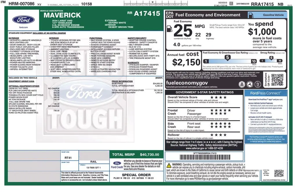 2024 Ford Maverick - $31,505