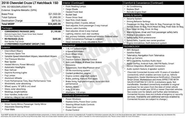 2018 Chevrolet Cruze - $10,999