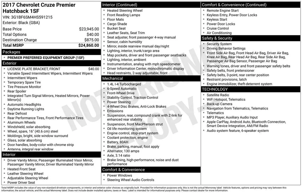 2017 Chevrolet Cruze - $7,998
