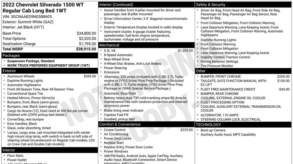 2022 Chevrolet Silverado 1500 Work Truck