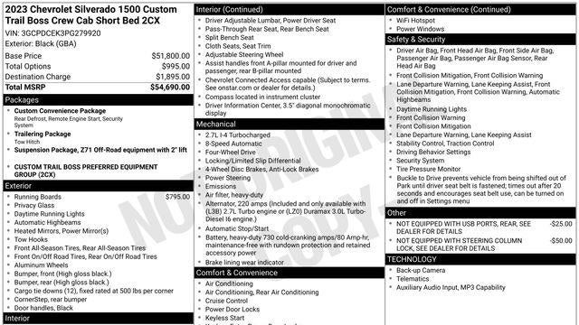 2023 Chevrolet Silverado 1500 Custom Trail Boss