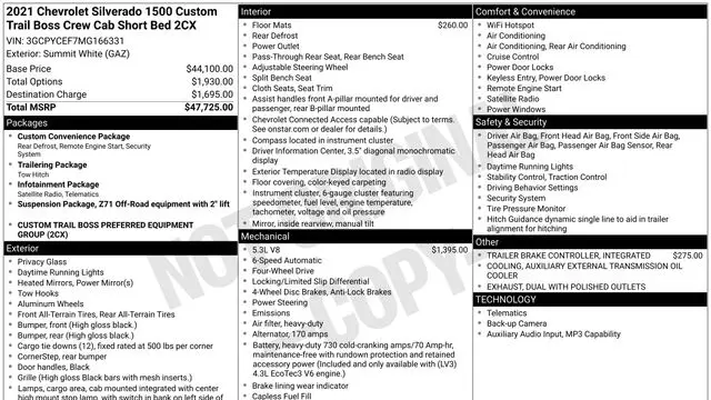 2021 Chevrolet Silverado 1500 Custom Trail Boss