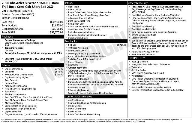 2026 Chevrolet Silverado - $46,950