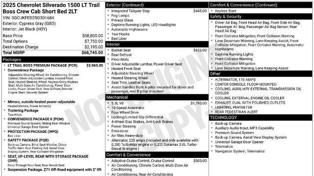 2025 Chevrolet Silverado 1500 LT Trail Boss
