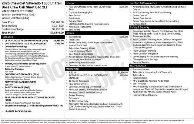 2026 Chevrolet Silverado - $56,392
