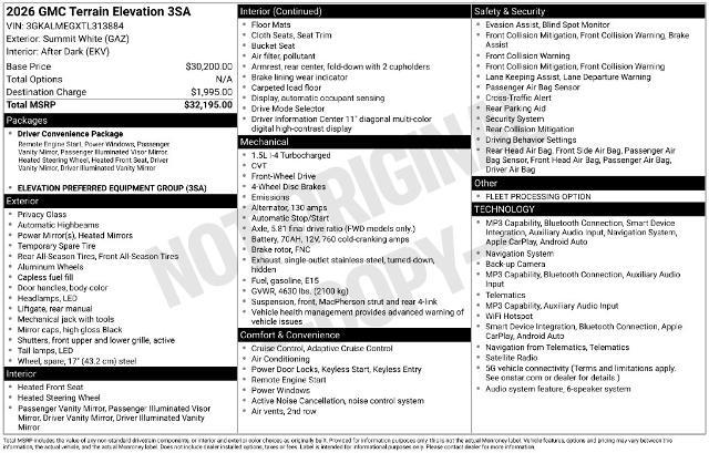 2026 GMC Terrain - $27,880