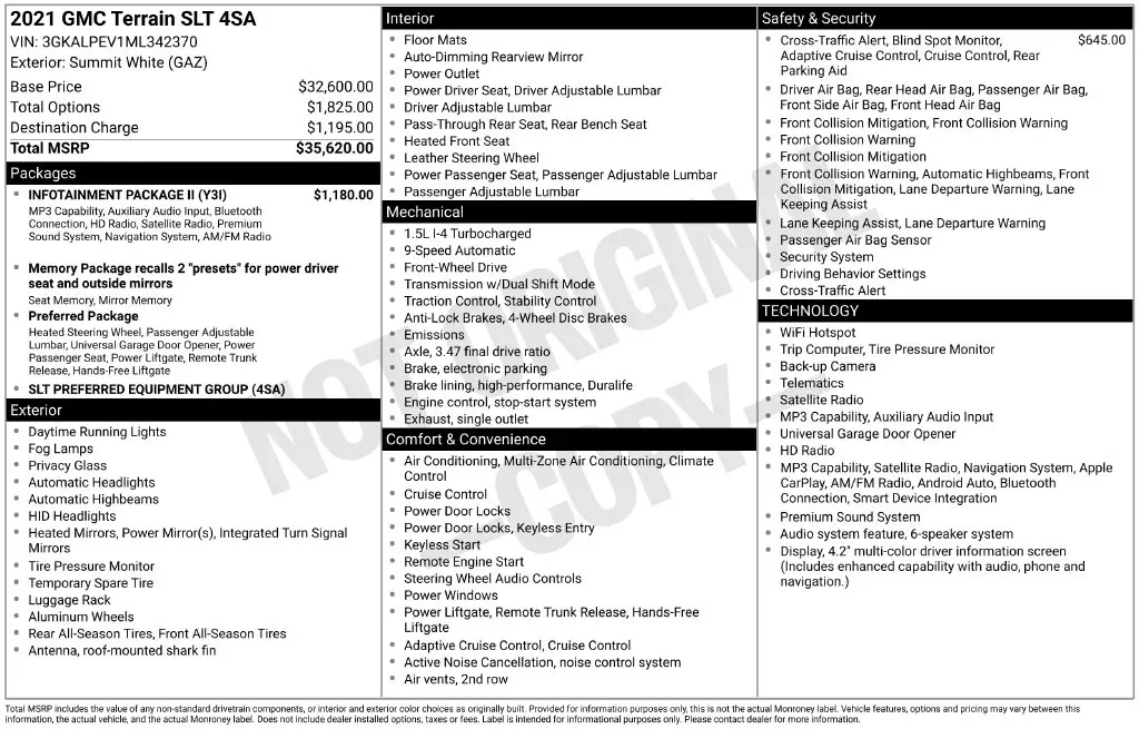 2021 GMC Terrain - $16,282