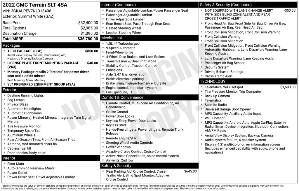 2022 GMC Terrain - $19,700