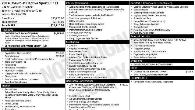 2014 Chevrolet Captiva Sport LT