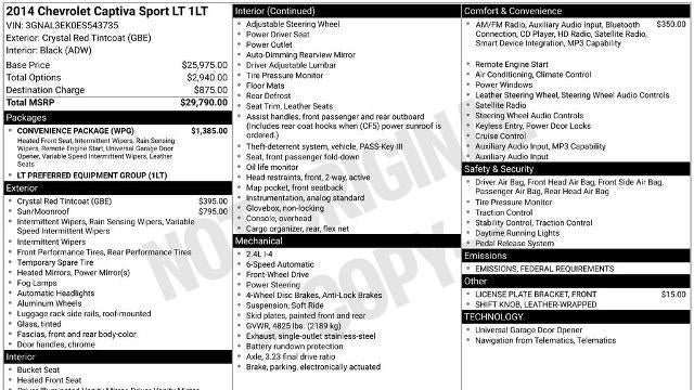 2014 Chevrolet Captiva Sport LT