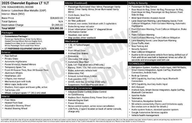 2025 Chevrolet Equinox - $25,000