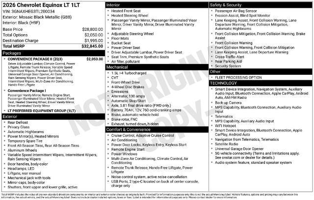 2026 Chevrolet Equinox - $25,888