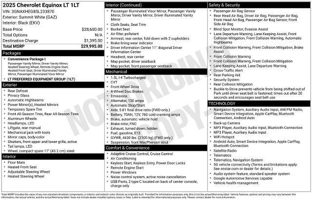 2025 Chevrolet Equinox - $25,924