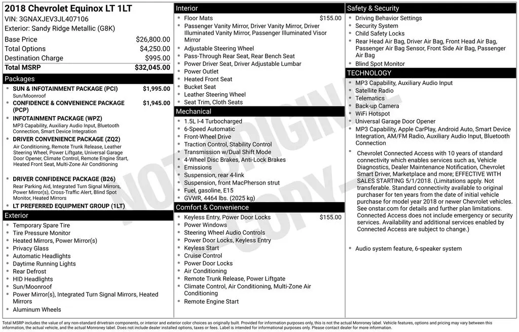 2018 Chevrolet Equinox - $11,832