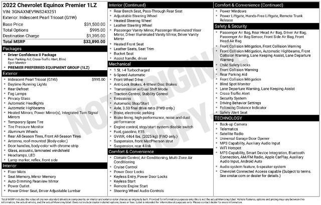 2022 Chevrolet Equinox - $18,890