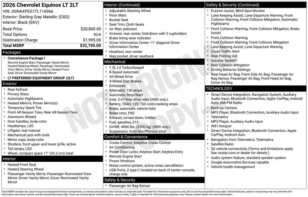 2026 Chevrolet Equinox - $30,800
