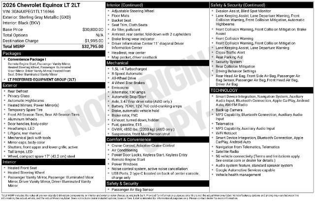 2026 Chevrolet Equinox - $30,800