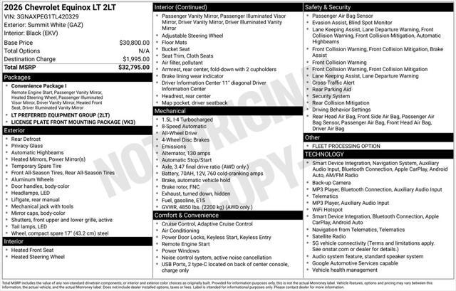 2026 Chevrolet Equinox - $30,777