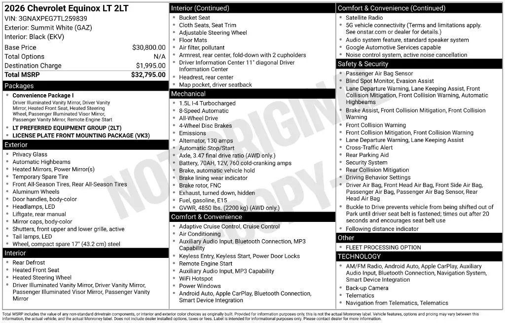2026 Chevrolet Equinox - $25,726