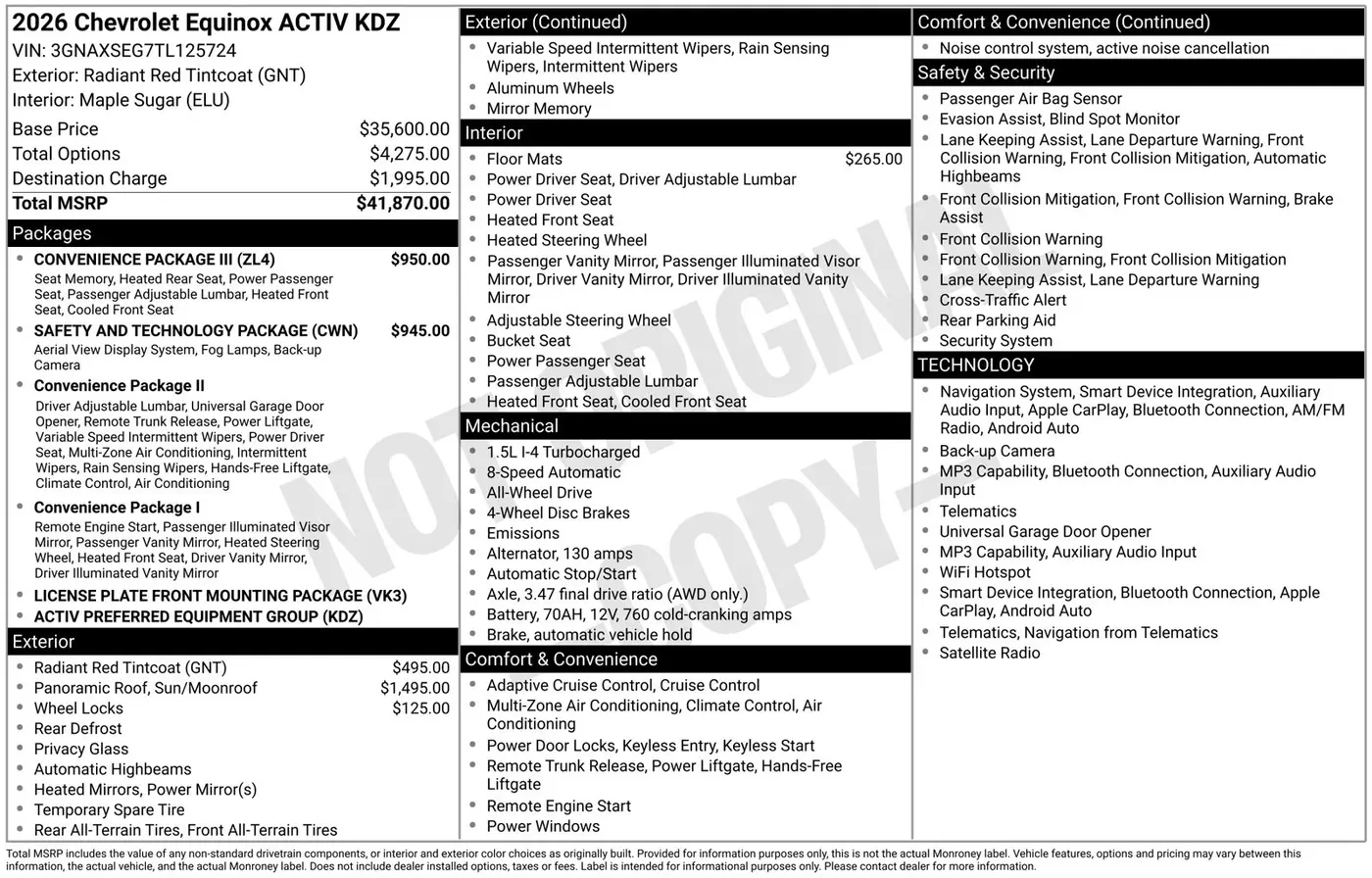 2026 Chevrolet Equinox - $32,811