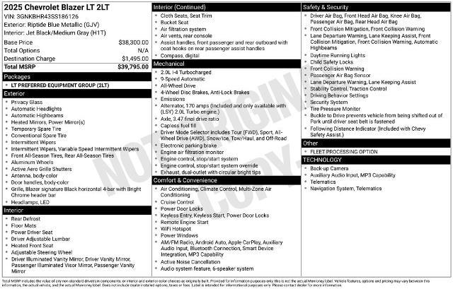2025 Chevrolet Blazer - $26,999
