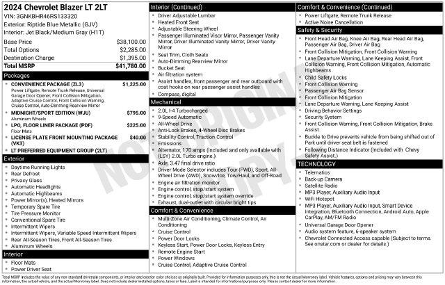 2024 Chevrolet Blazer - $27,950