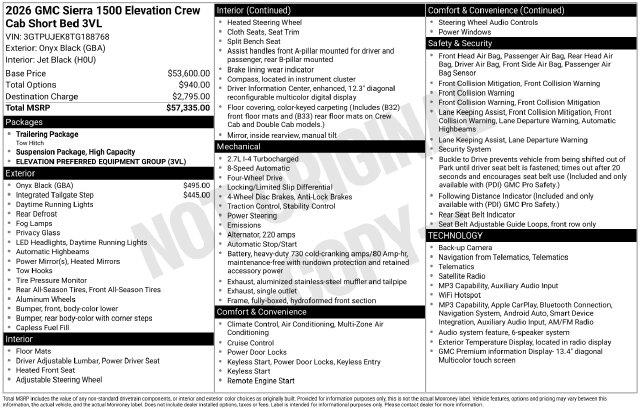 2026 GMC Sierra - $43,979