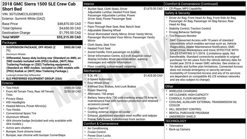2018 GMC Sierra 1500 SLE