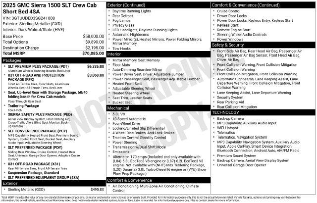 2025 GMC Sierra - $45,360