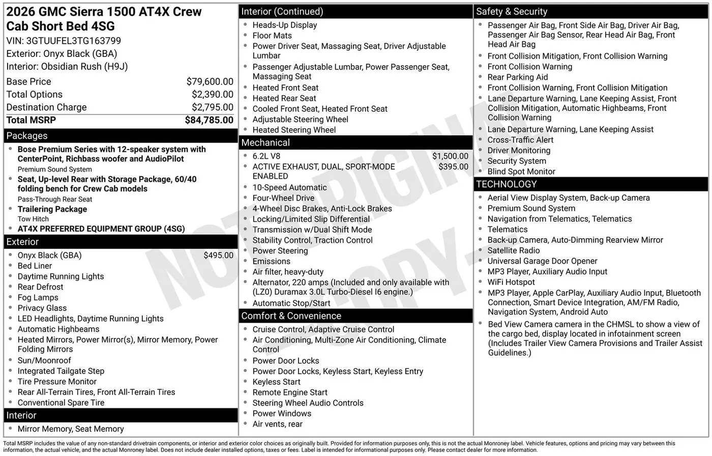 2026 GMC Sierra - $70,790