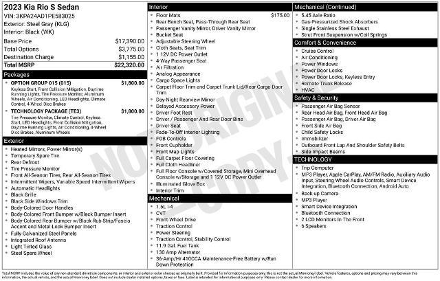 2023 Kia Rio - $17,704
