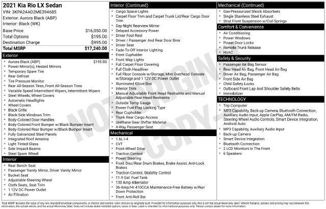 2021 Kia Rio - $11,360