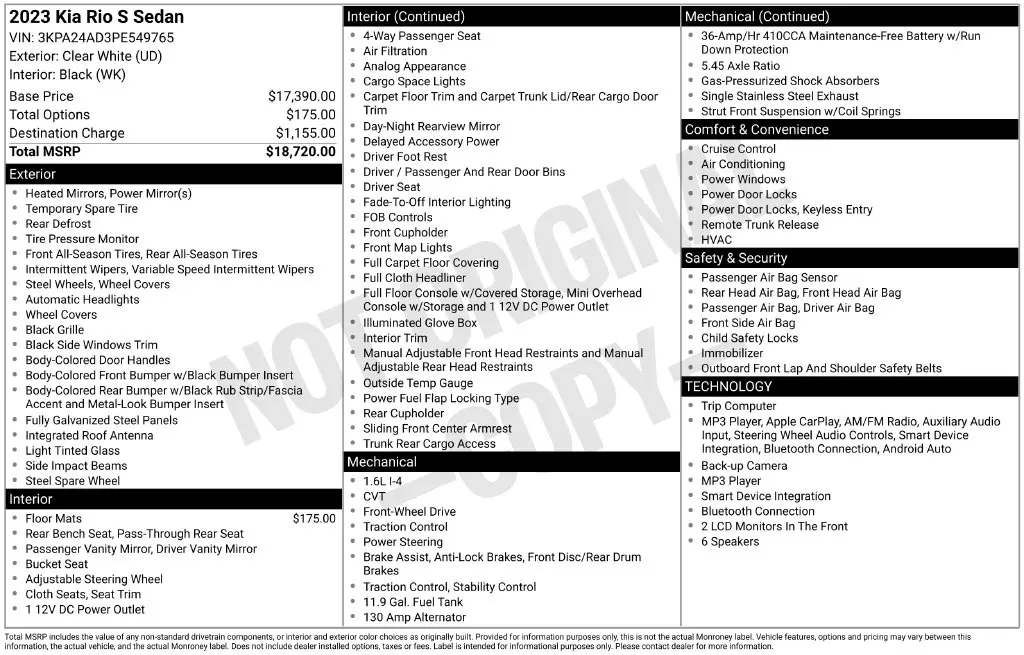 2023 Kia Rio - $14,900