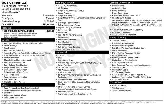 2024 Kia Forte - $19,595