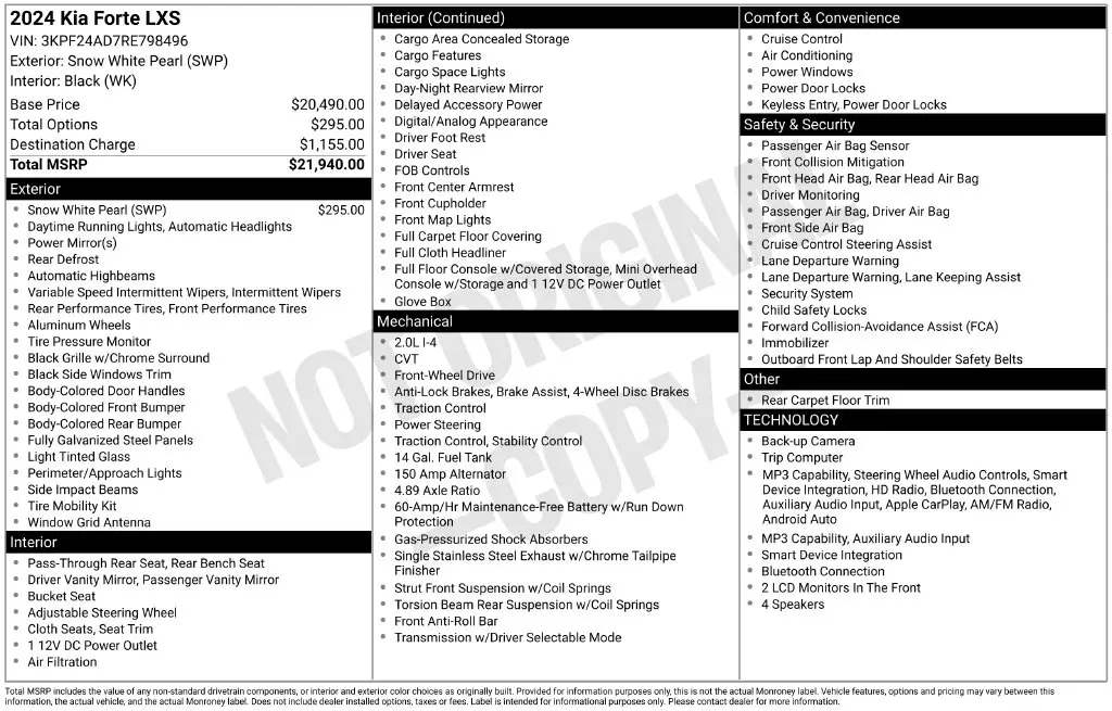 2024 Kia Forte - $17,776