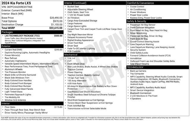 2024 Kia Forte - $16,900