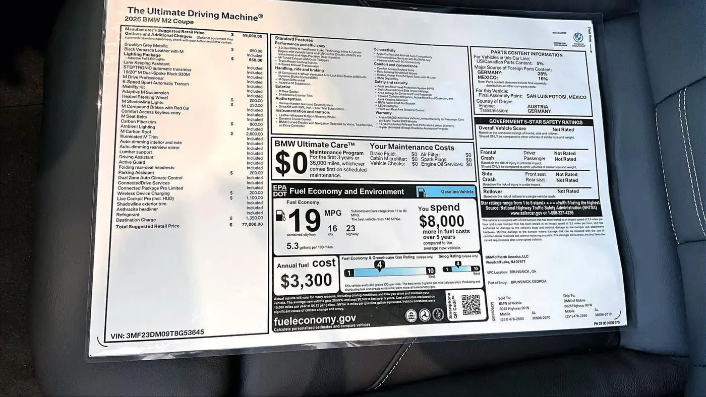 2026 BMW M2 Base