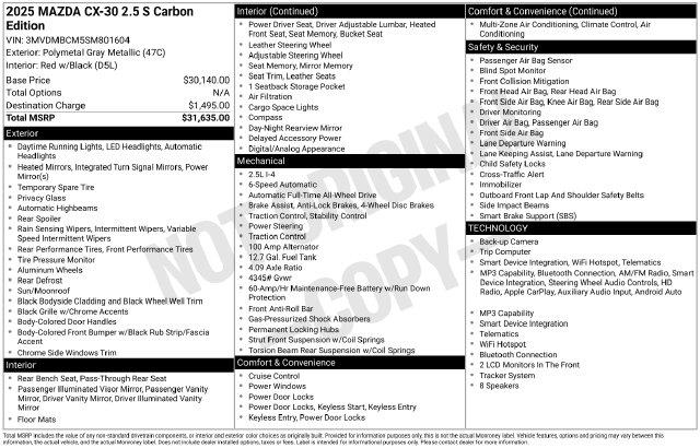 2025 MAZDA CX-3 - $25,995