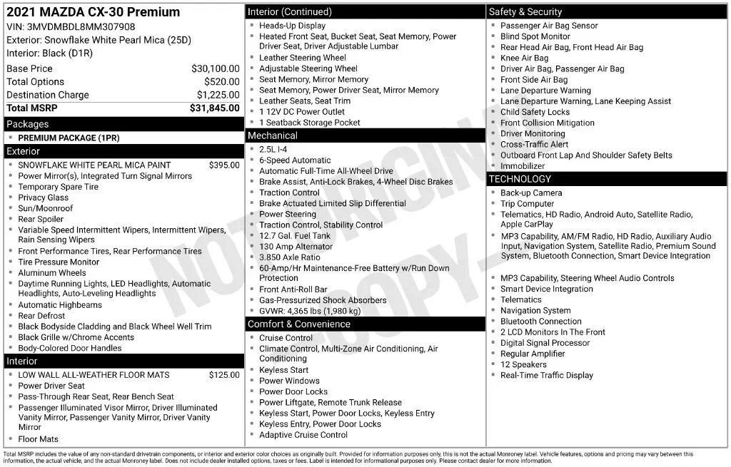 2021 MAZDA CX-3 - $20,989