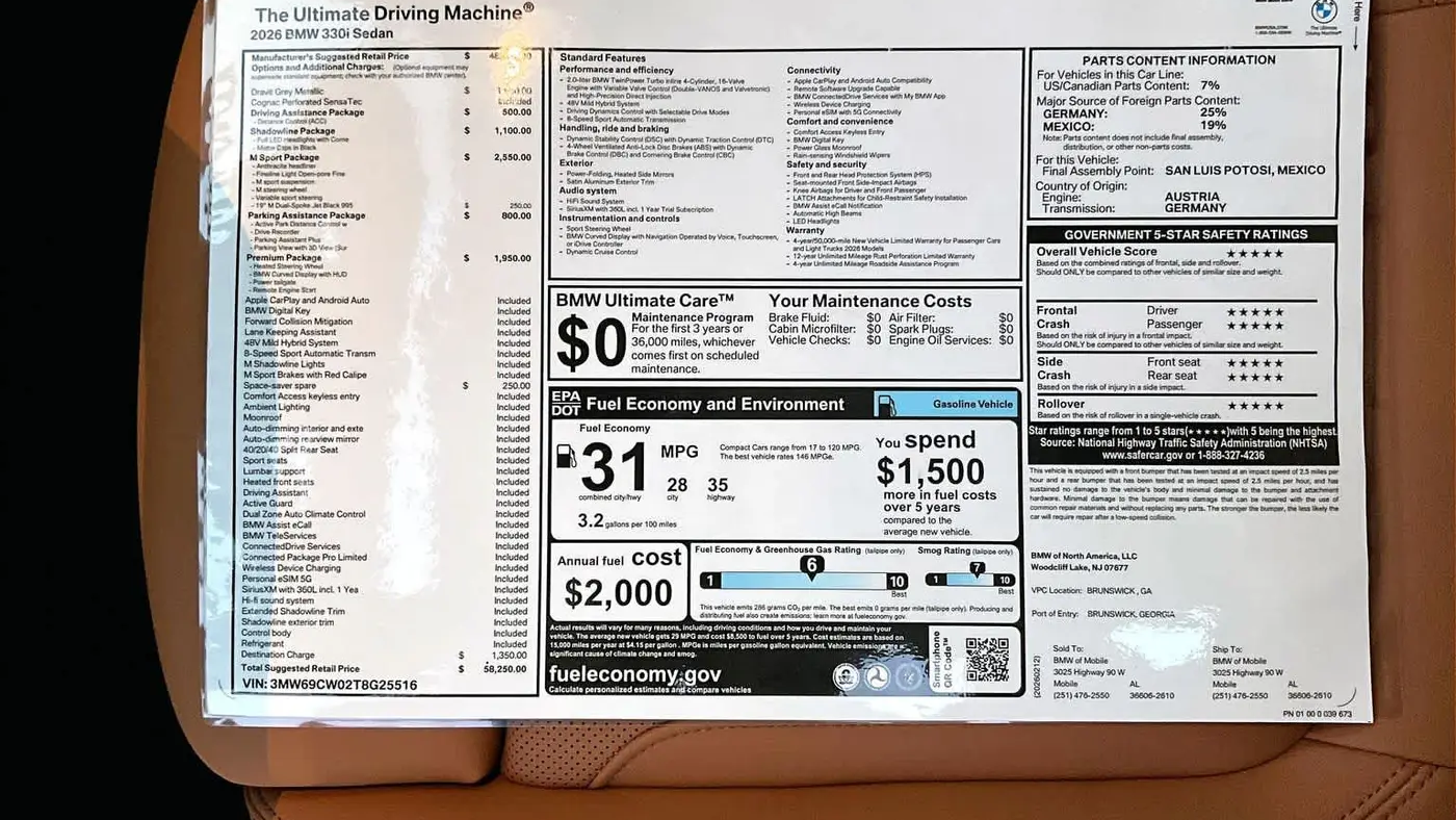 2026 BMW 3 Series 330i
