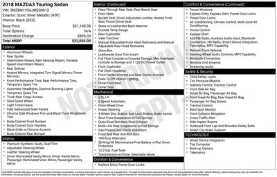 2018 Mazda MAZDA3 Touring 4DR Sedan 6M